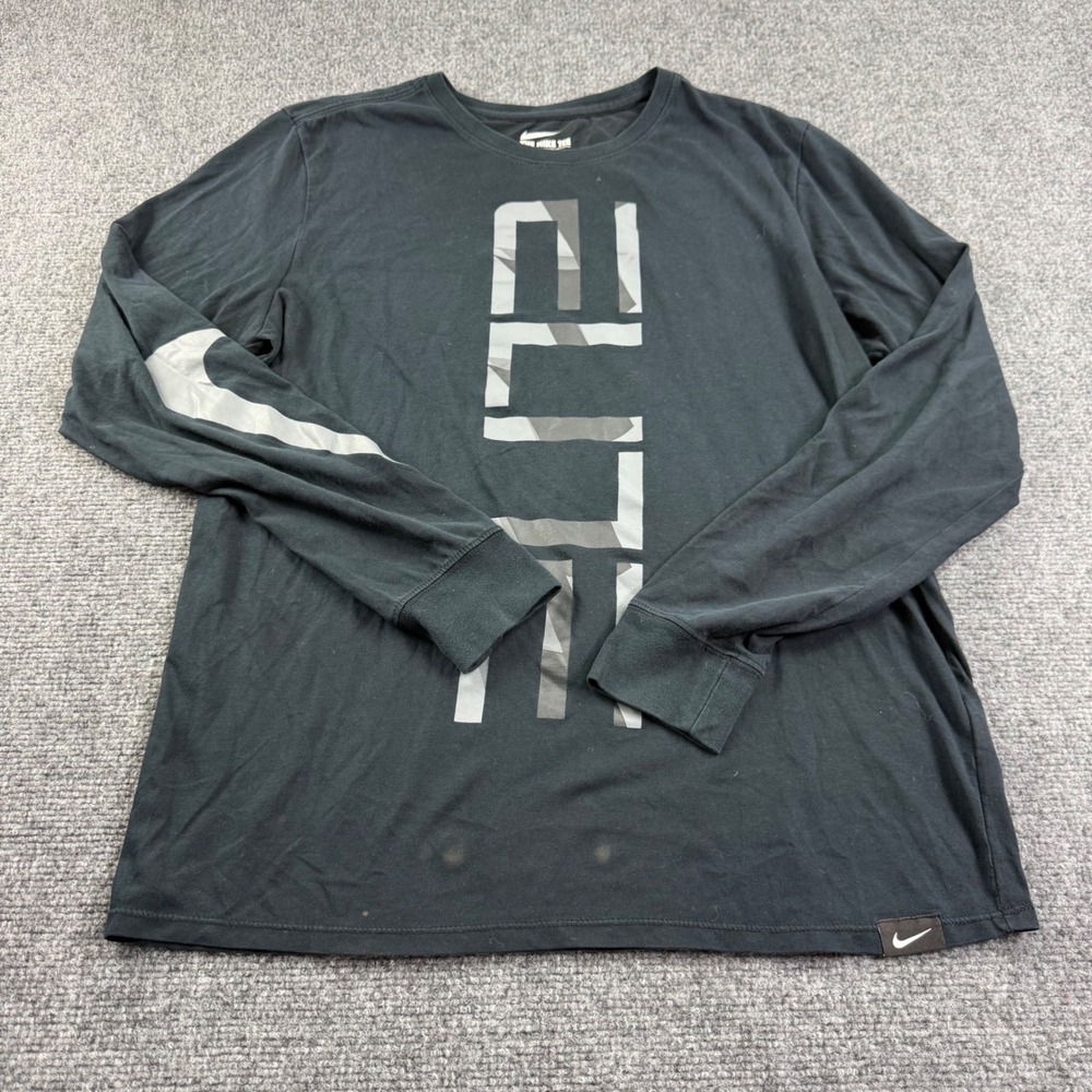 Nike Elite Shirt Medium Black Long Sleeve Graphic 811662-010 Mens